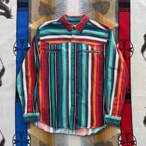 Vintage 90s Men’s Territory Ahead Colorful Striped Western Shirt Size XL Cowboy